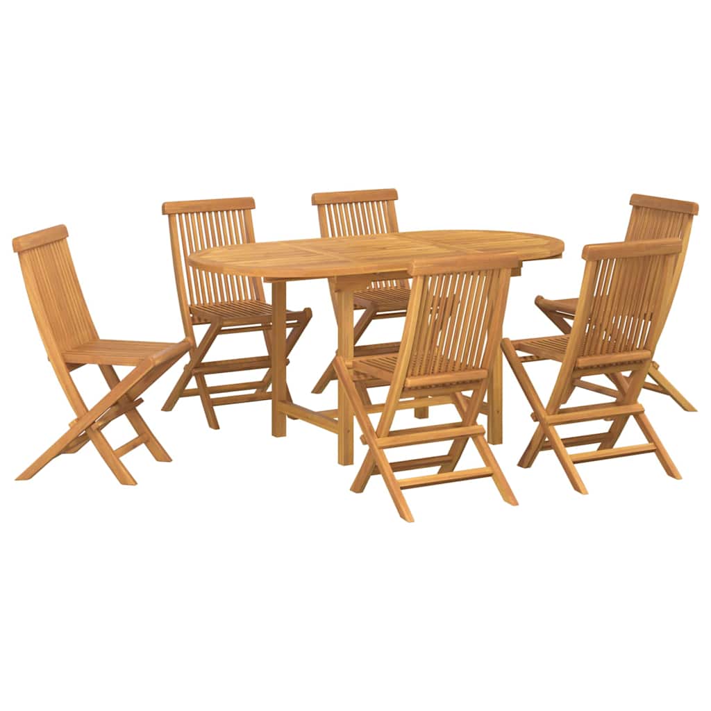 vidaXL Garten Essgruppe 7 Stk. Braun Massivholz Teak