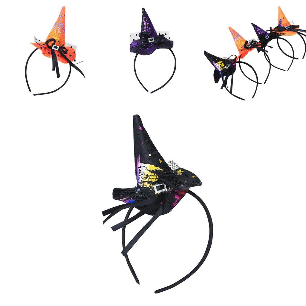 Soft And Sturdy Witch Hat Headband With Spider Web Lace For Halloween Costume