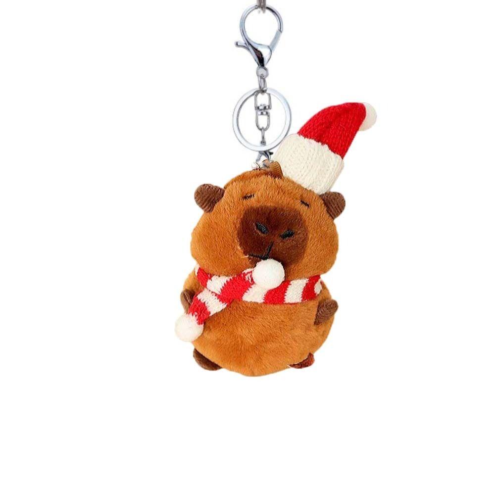 Cross Dressing Scarf Capybara Keychain PP Cotton Plush Animal Key Ring  Ornaments