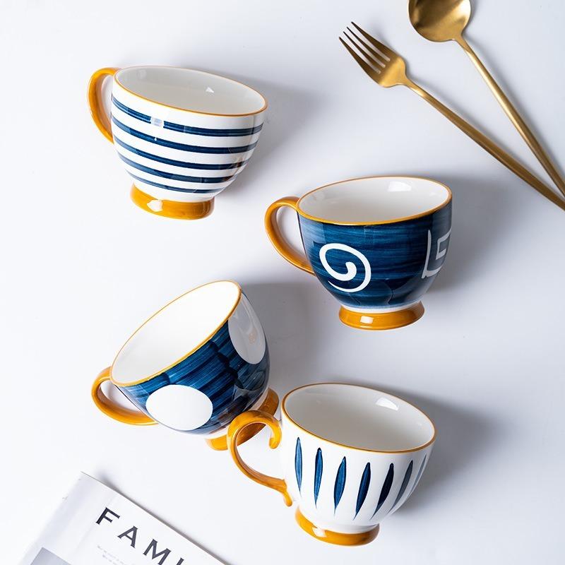 Coffee Mugs Ocean Wind Hand Kneading Ceramic Milk Cup Blue & White Eco Friendly Mugs Coffee Cups Tumbler Cup Kawaii Mug Cute Cup