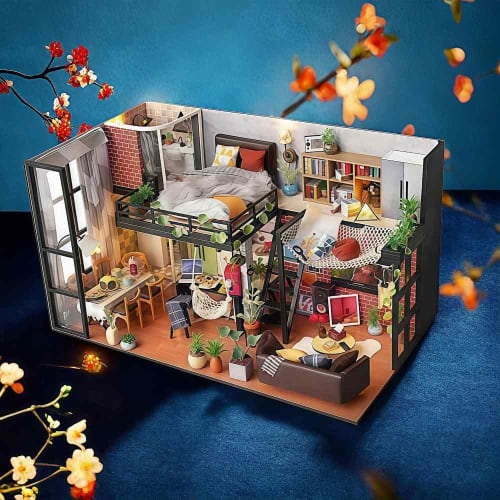 Fashion Alley Miniature Dollhouse Kit, Literary Utopia, Handmade Kit for Beginners, Includes Acrylic Case (TD43+Z)