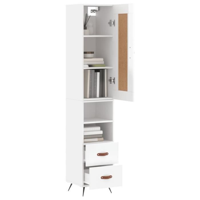 VidaXL Buffet haut Blanc brillant 34,5x34x180 cm Bois d'ingénierie 3200235