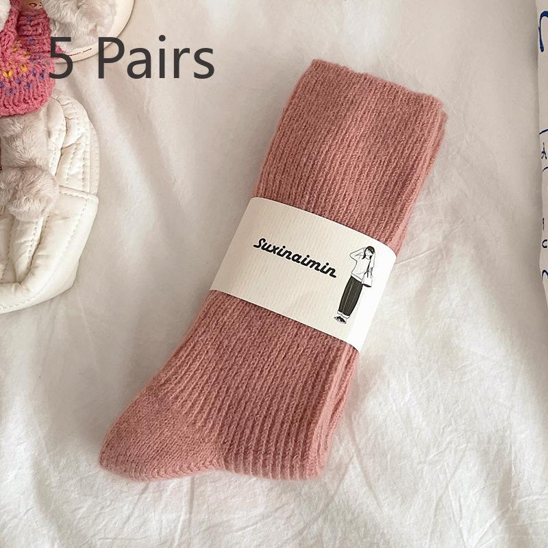 

5 пар женских зимних утолщенных теплых носков-труб 5 Pairs красный