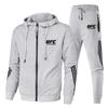 Men's Trendy Autumn Zip-Up Hooded Sweatshirt with Three Stripes Print