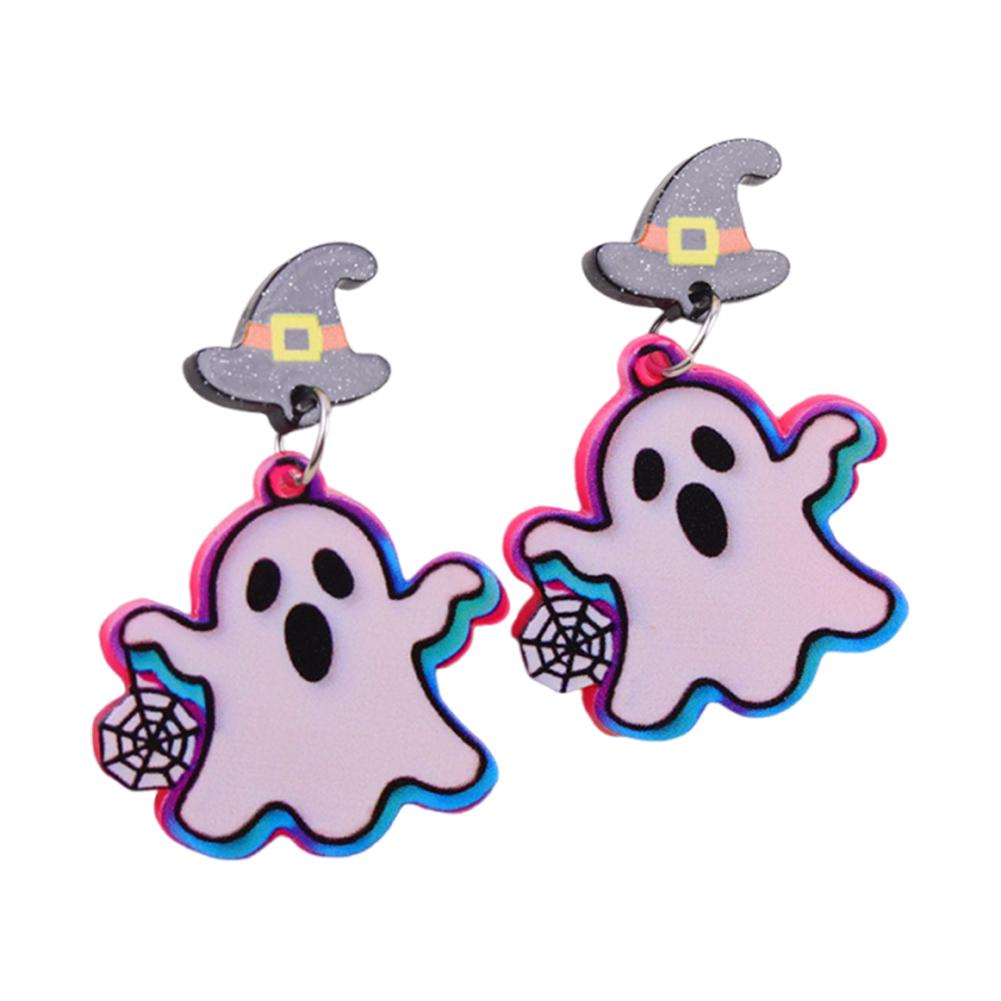Halloween Contrasting Color Earrings Lightweight Acrylic Ear Studs Multi-Purpose Creative Stud Earring for Everyday Outfit