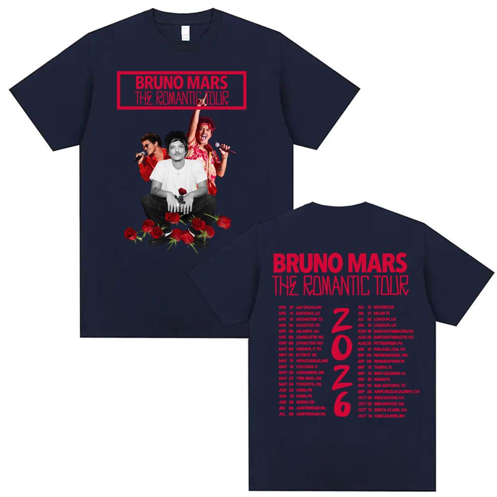 Bruno Mars The RoUnisextic Tour 2026 Camisetas Estampadas Ropa Unisex Hip Hop Pop Música Camisetas Casuales de Manga Corta Oversize