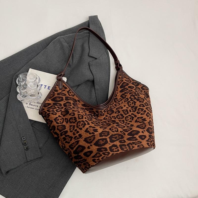 Leopard Print Large Capacity Tote Bag Women Crossbody Bag Commuter Shoulder Bag