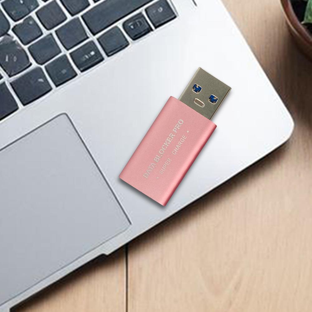 USB Data Blocker Protect Against Juice Jacking Fast Charging Adapter Secure Charging Data Blocker for Safe Charging grigio