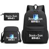 3 Piece School Backpack Set for Students Large Capacity Oxford Cloth Schoolbag with Shoulder Strap and Pencil Case