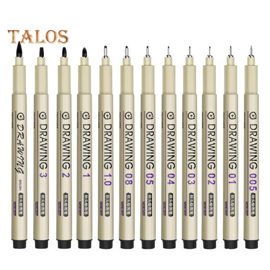 

12 шт. ручек для рисования, набор микроручек для рисования, водостойкие пигментные чернила, гладкий нейлоновый наконечник, неразмазывающиеся ручки для художников 12pcs