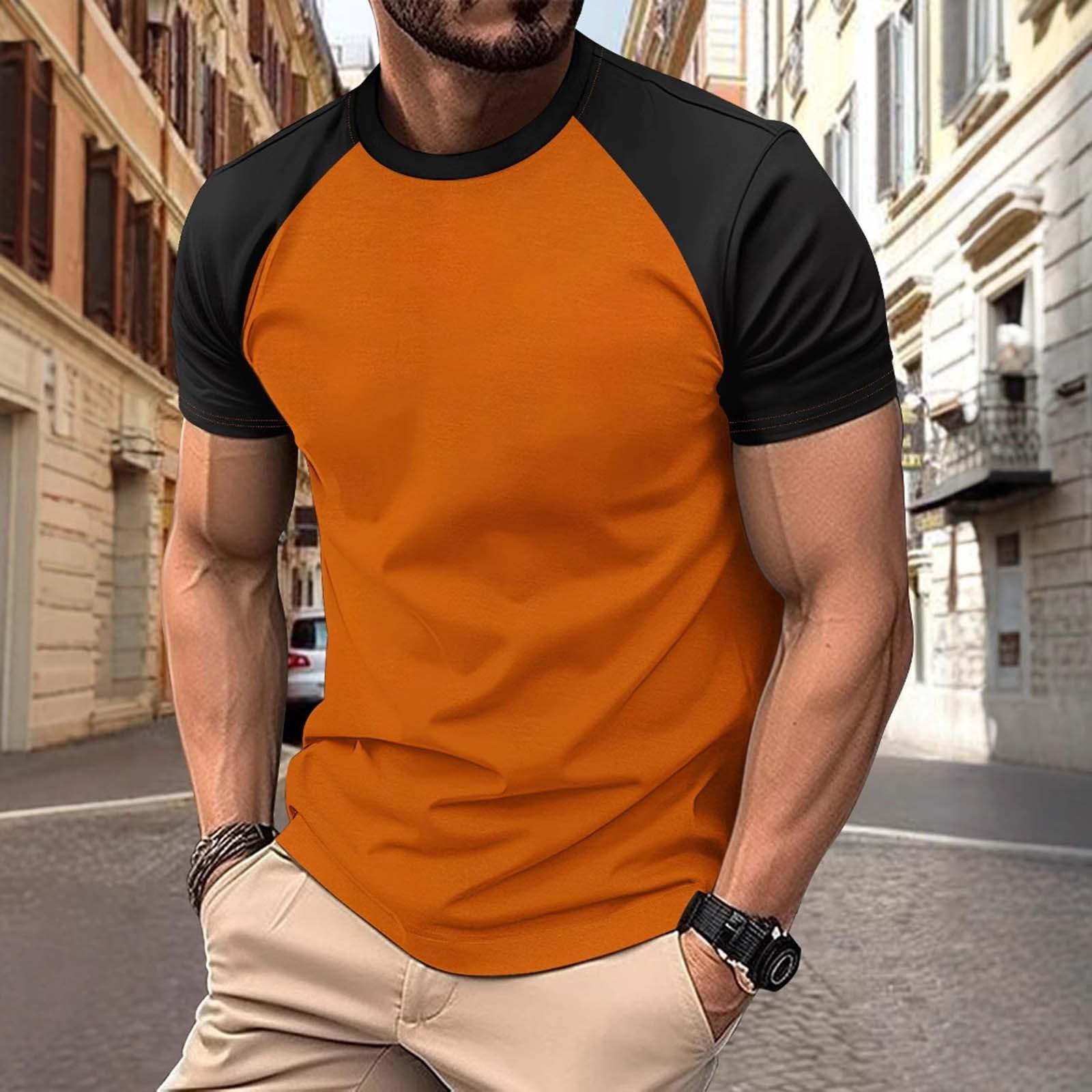 

Мужская футболка с короткими рукавами SolidColorSports Fashionable ColorBlocked Shoulder Sleeved T-shirt XXXL шафрановый