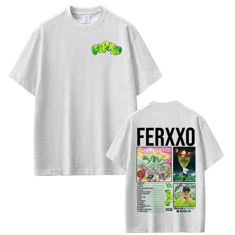 Rapper Feid Ferxxo Tour 2025 Tshirt Unisexs Women Clothing Fashion Hip Hop Tshirts Cotton Casual Oversized Short Sleeve T Shirts