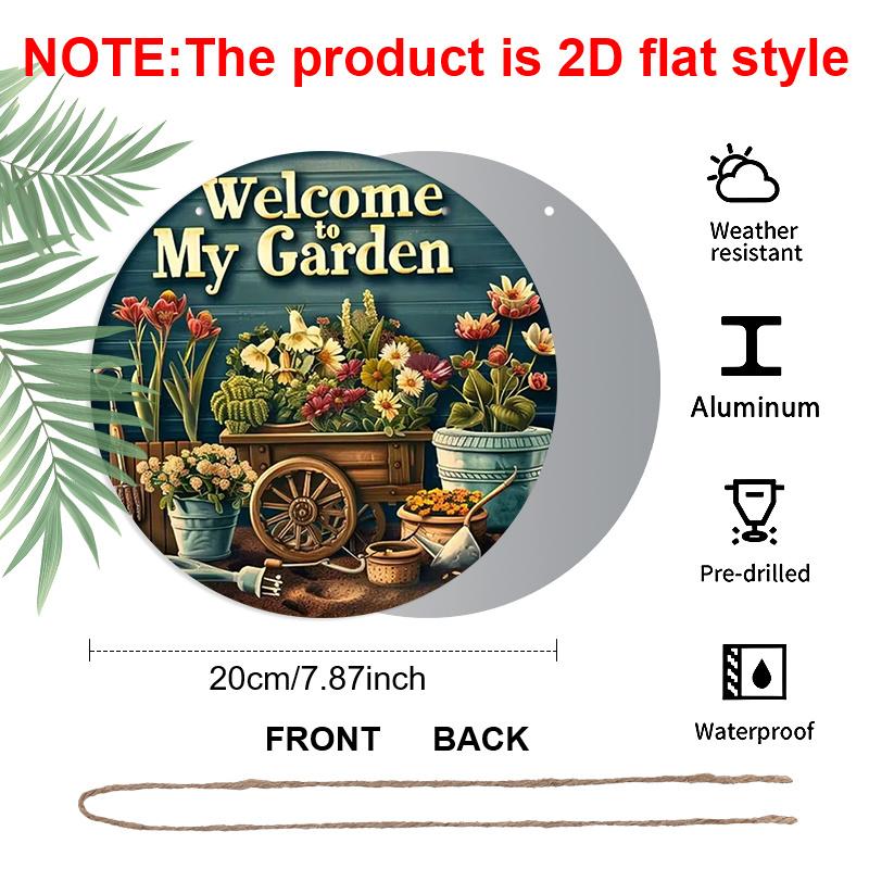 2D Flat Aluminum Rustic-Style “Welcome To My Garden” Wall Art Sign, 7.87 X 7.87 Inches. Perfect for Gardens, Homes, and Outdoor Spaces. An Ideal