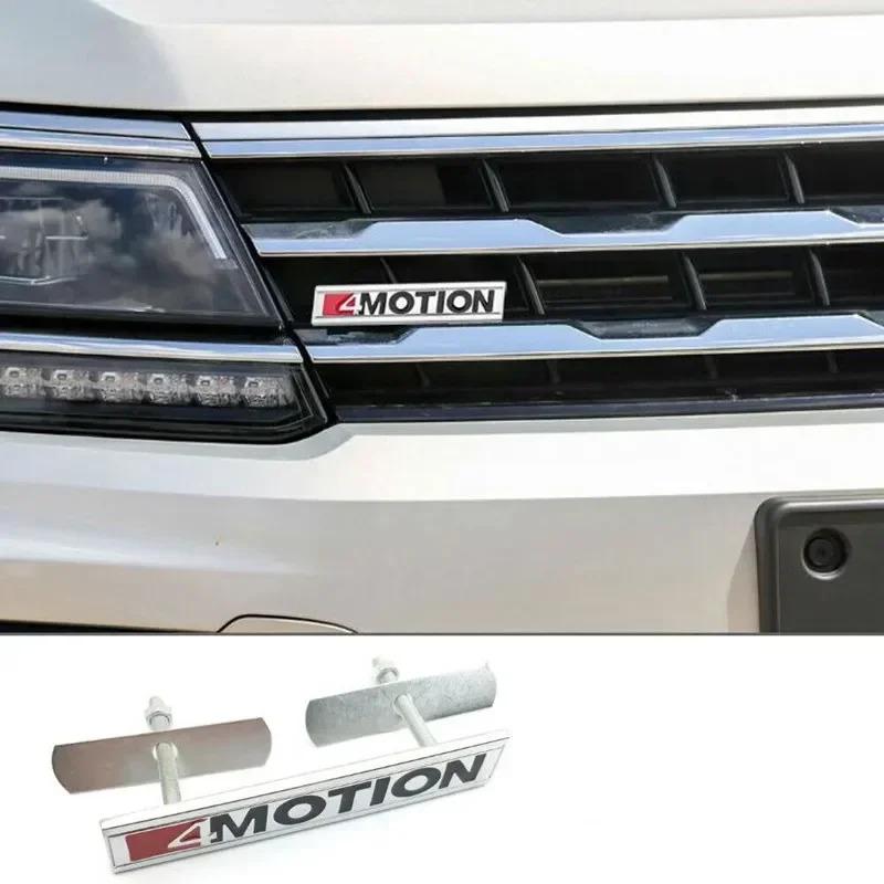3D Metal 4 MOTION Logo Front Grille Badge Emblem Decals for VW Golf Tiguan Touareg Passat Polo Jetta Car Stickers Chrome zf3