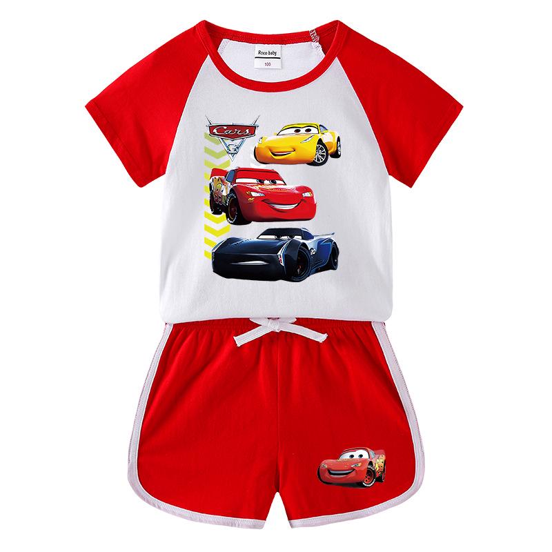 Letni komplet dwuczęściowy dla chłopca: T-shirt z krótkim rękawem i spodenki - casualowy strój sportowy