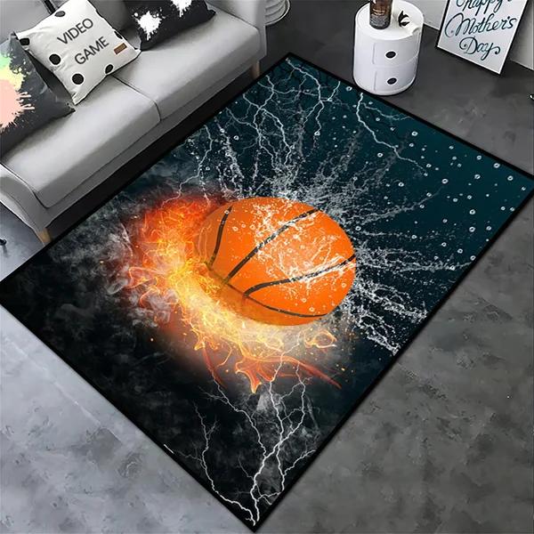Creative Sports Area Rug Healthy ExerciseTeen Fantastic Basketball Enthusiast Carpet for Home Decor Kid Room ,Etc.