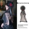 Halloween Ghost Bride Lace Veil with Rose Mini Top Hat