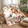Horse Amidst Floral Splendor Theme Blanket Lightweight Warm Flannel Blanket Decorative Throw Blanket for Home Decoration
