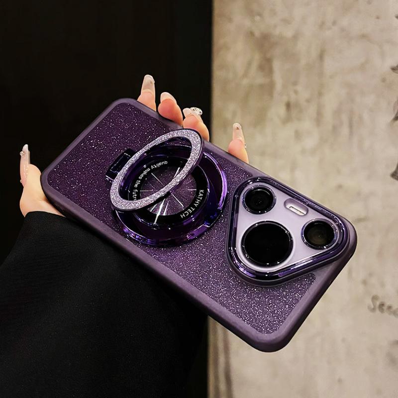 Luxury Magsafe Magnetic Bracket Holde Glitter Case for Huawei Honor X8C X8B X8A X7C X7B X9C X9A X9B X6B X5 X5B Plus Clear Cover