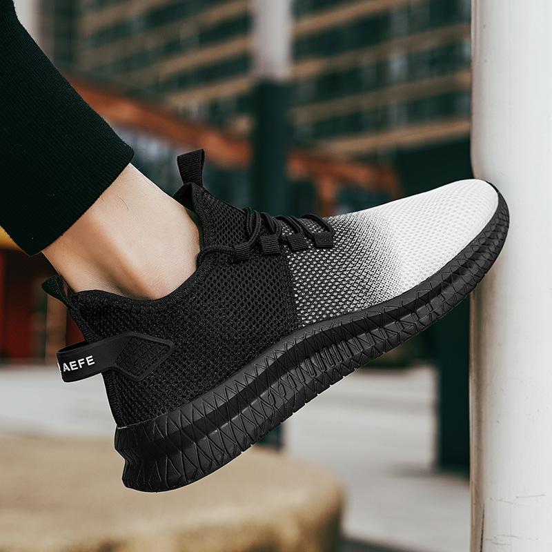 40–47 Jarní a podzimní pánské létající tkané síťky Ultralehká venkovní sportovní obuv