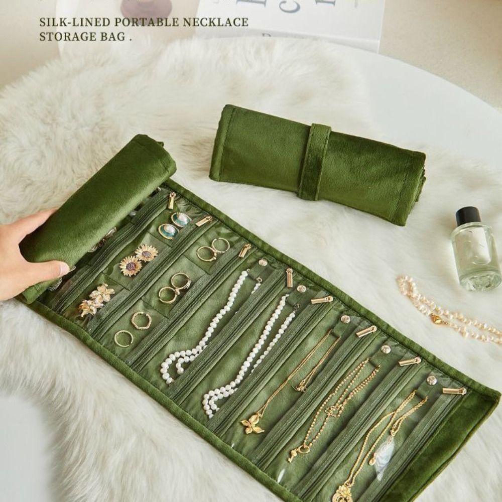 Flannel Bracelet Display Pouch Multi-pocket Jewelry Organizer  for Watch Pendant Rings Earring