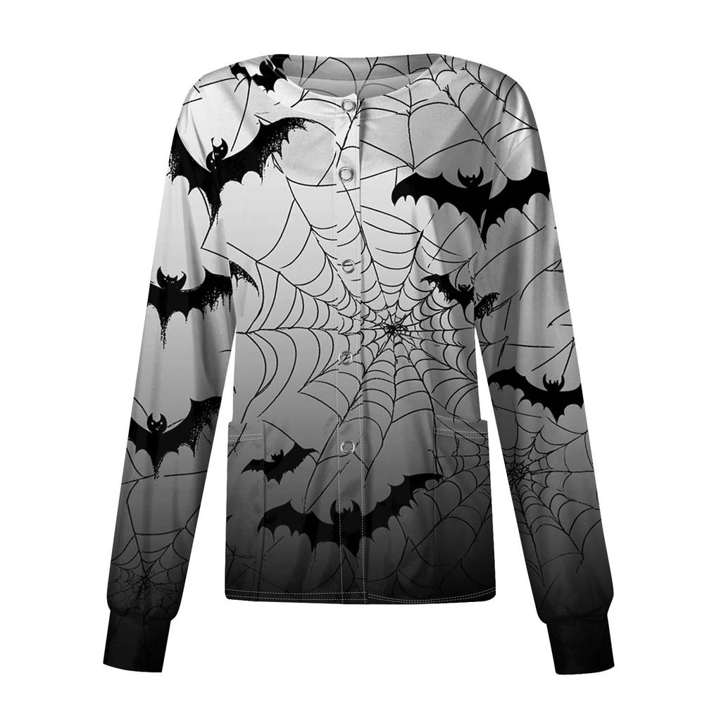 Dámské ležérní oblečení s dlouhým rukávem, jednořadové halloweenské oblečení s potiskem Cardigan Top oblečení Uniformy