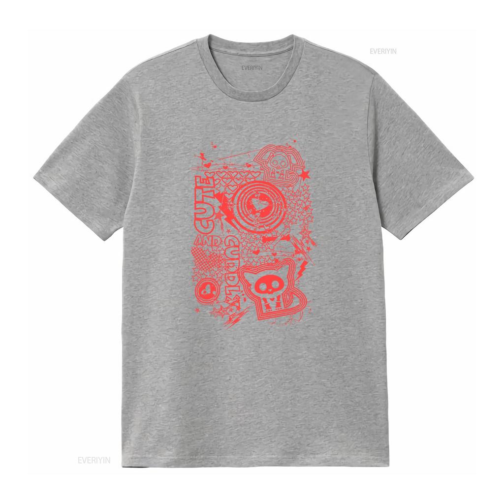 Skelanimals Niedlich Und Kuschelig Rot Vintage Verblasste Haustier-Icons T-Shirt vintage Gewaschen Weich Leicht Dehnbar Oberteil Für Den Alltag