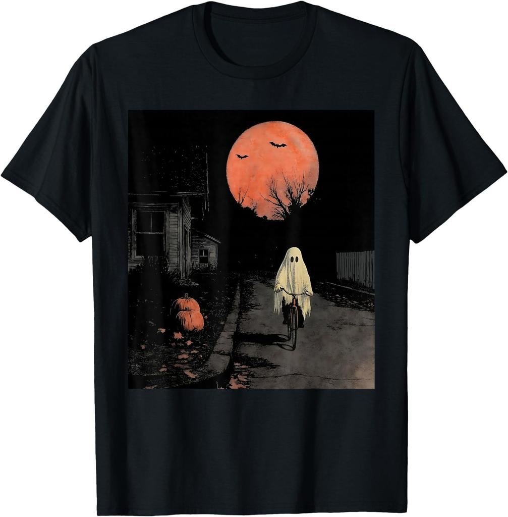 Retro Boo Ghost Biking Meme Vintage Halloween Spooky Season T-Shirt Unisex T-Shirt