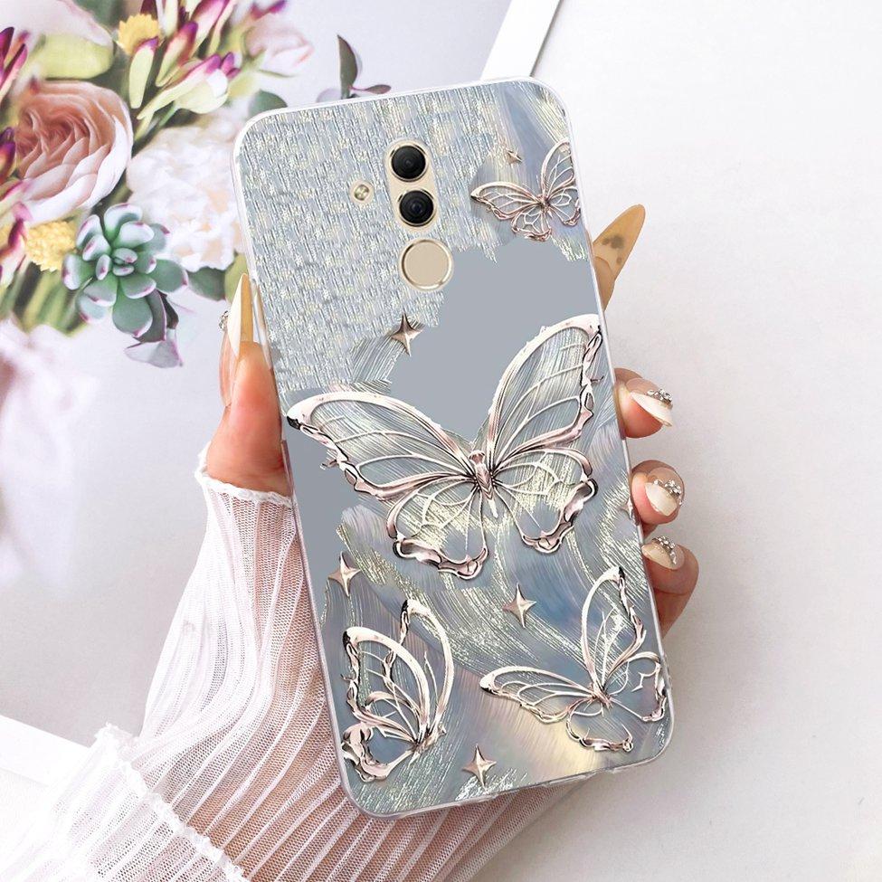 For Huawei Mate 20 Lite Case Cover Transparent Cute Fashion Butterfly Funny Painted Casing For Huawei SNE-AL00 SNE-LX1