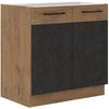 ROCK Under-sink Unit - Lancelot Oak and Matera Grey Melamine Decor - 1 Door - L80 X H82 Cm