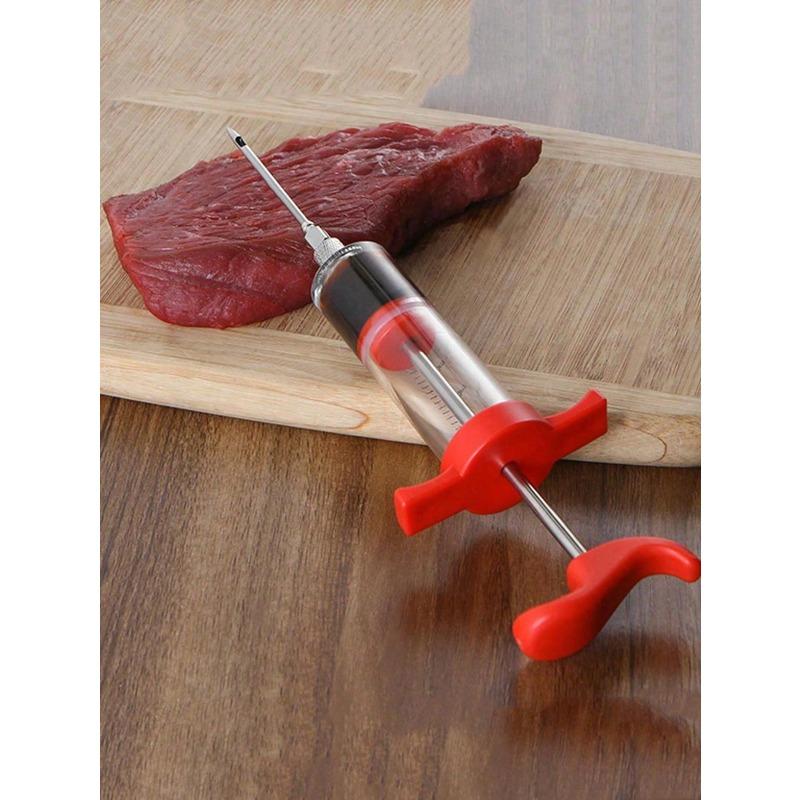 

Marinade Injector, Turkey Brining Syringe, Meat Tenderizer for Steak, Roast, BBQ Sauce and Injection Red 1pc