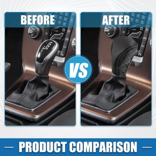 Car Shift Knob Cover Universal Shift Gear Cover Zipper Style Decorative Black