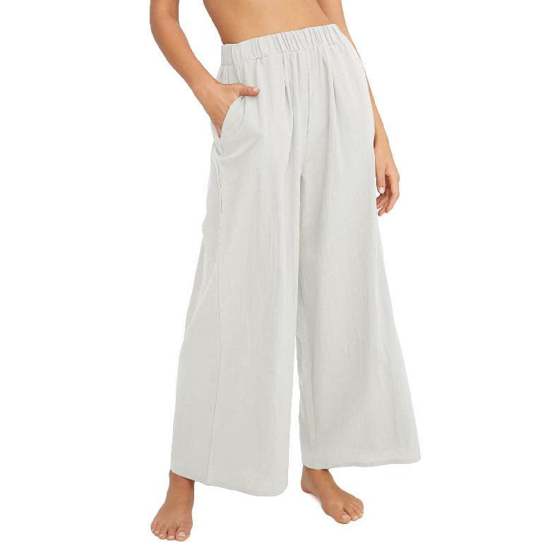 Spring And Summer New Cotton And Linen Women'S Clothing Solid Color Trendy Brand High Waist Loose Casual Wide Leg Pants