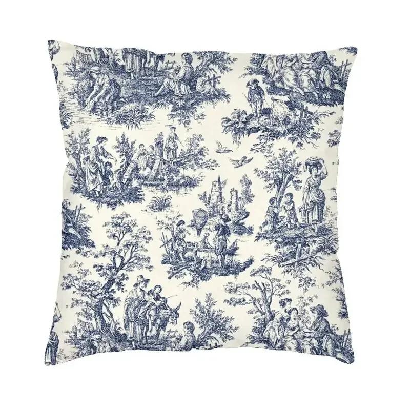 Toile De Jouy Sepia Vintage Pařížský Umělecký Design Čtvercový Povlak na Dekorační Polštář D Oboustranný Tisk Potah na Polštář pro Pohovku