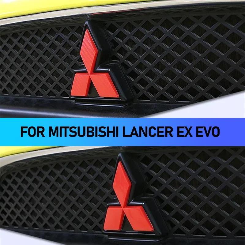 ABS for Mitsubishi Logo Lancer EX EVO Car Front Emblem Badge Carbon Fiber Sticker Styling Decoration Auto Refitting Accessories