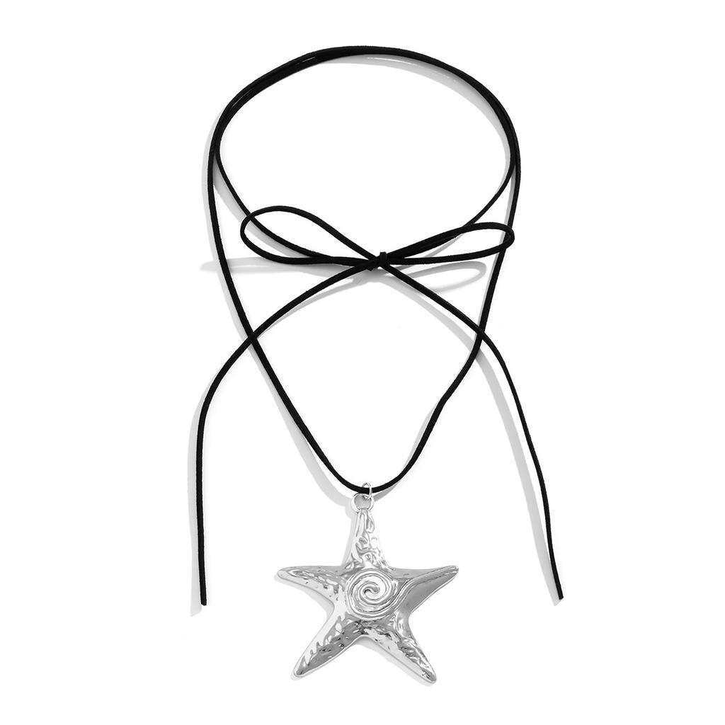 Accessories Sweet And Cool Exaggerated Pentagram Starfish Necklace Ocean Flannel Wax Wire Knotted Conch Necklace