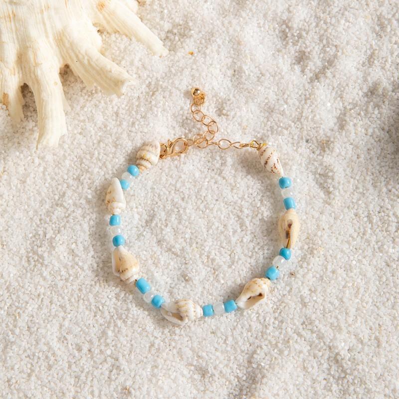 Bohemian Starfish Turtle Elastic Bracelet, Summer Vacation Wind Shell Adjustable Hand Rope Jewelry for Women