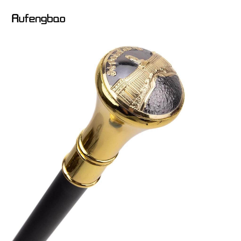 Golden Stpetersburg Kazan Cathedral Totem Relief Walking Cane Fashion Walking Stick Gentleman Crosier Knob Walking Stick 93cm