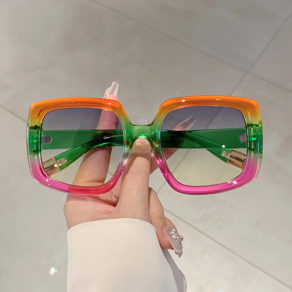 KAMMPT Kwadratowe Okulary Przeciwsłoneczne Oversize Damskie Moda Vintage Wielokolorowe Outdoorowe Okulary Przeciwsłoneczne Modna Marka Stylowe Oprawki na Wakacje