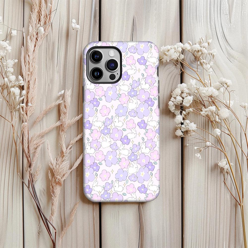 

Purple Floral Phone Case for Apple 16ProMax/17Pro - Double-Layer Protection Apple 16 Pro Max