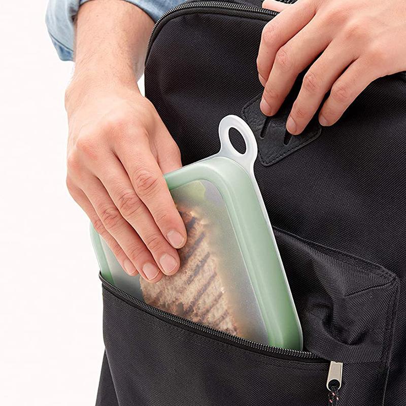 Portable Silicone Sandwich Toast Lunch Box with Handle Student Office Work Food Container Snack Box Bento Lunch Box
