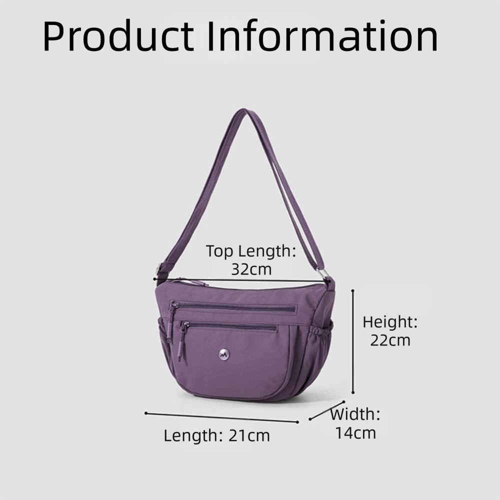 Casual Style Lightweight Dumpling Bag Waterproof Nylon Single Shoulder Bag Versatile Soft Crossbody Bag Daily Use