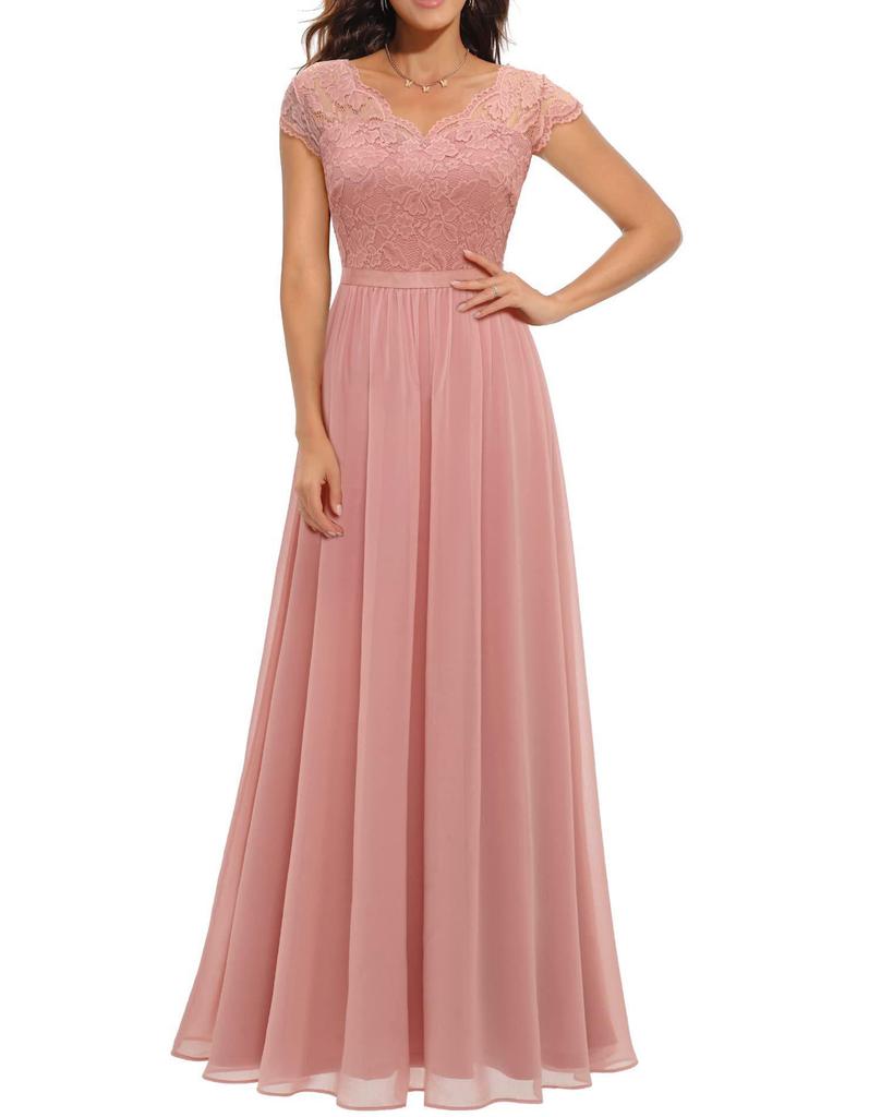 Elegant Lace Splicing Long Evening Dress for an Impressive Look