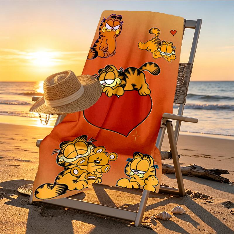 Garfield Print Beach Towel Design, Soft, Lightweight. for Home Bathroom, Spa, Pool, Yoga, Surfing, Camping, Gift for Family, Friend