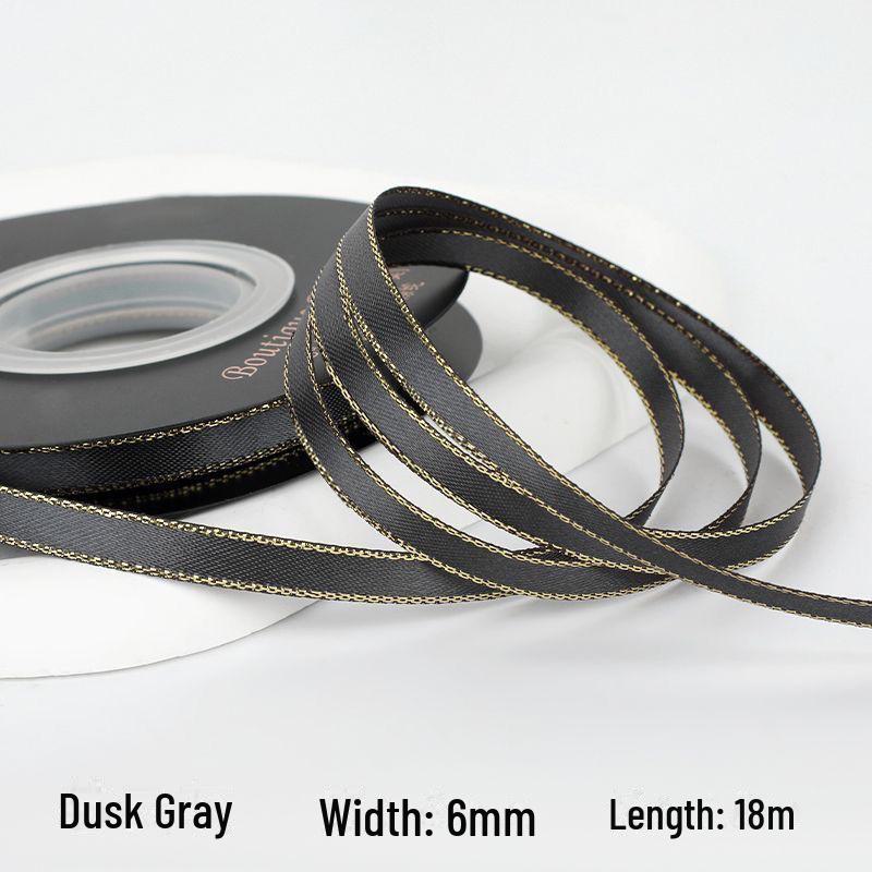 

«6-миллиметровая двухсторонняя лента с золотой каймой для упаковки подарков, закладок и бантов своими руками»