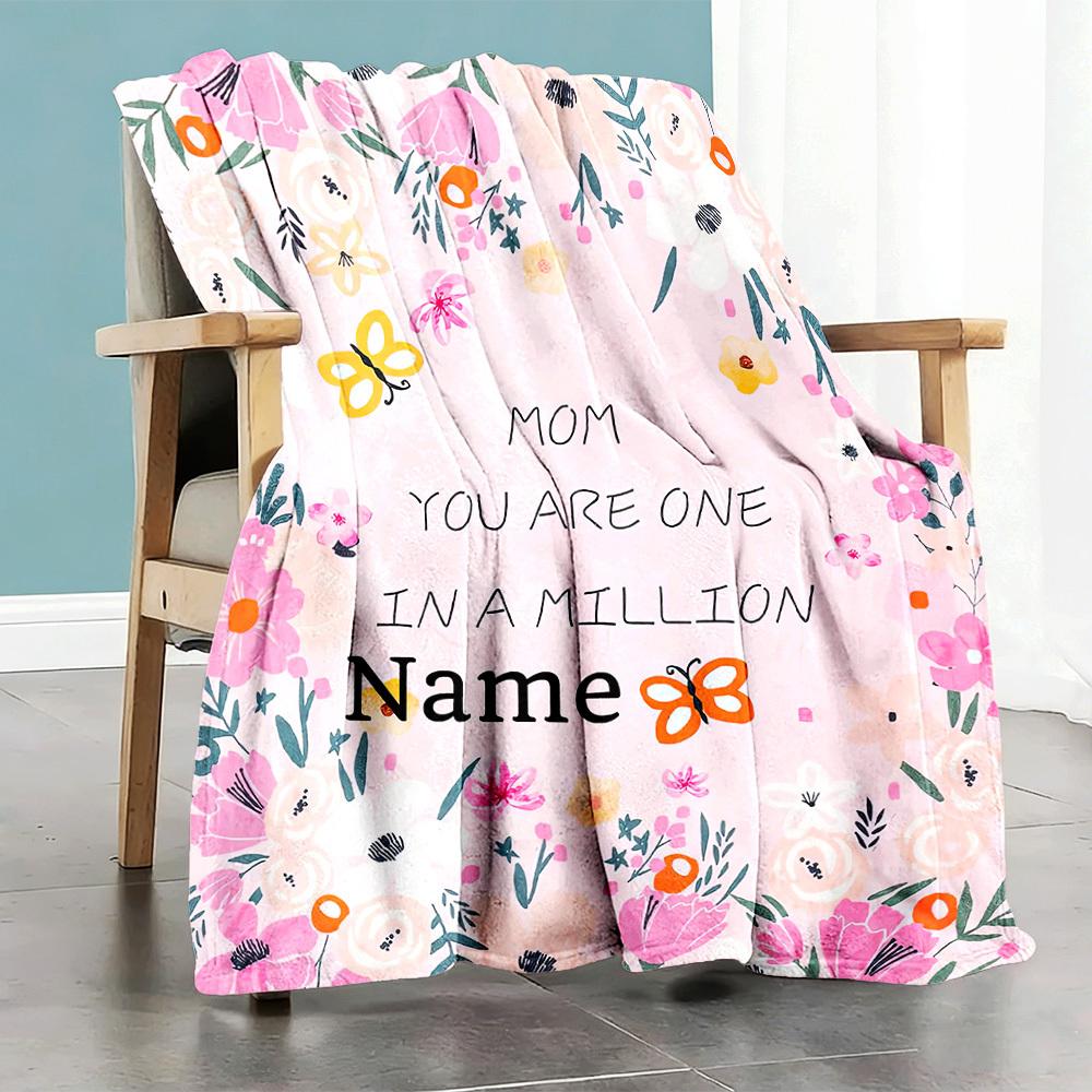 Mom You Are One In A Million Name Floral Butterfly Home Customize Your Name Customize Your Name Blanket Comfortable Soft Lightweight Allseason