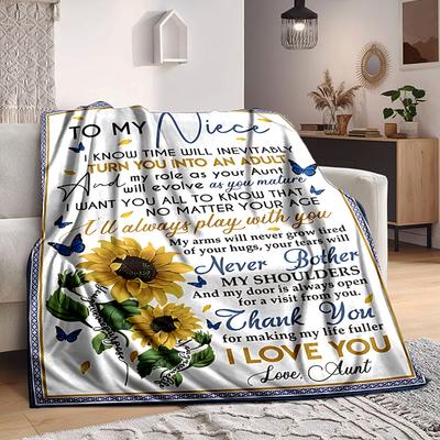 1pc Niece Aunt Love Quotes Blanket - Perfect Gift for Birthdays, Christmas & Halloween- Soft, Warm & Versatile Yy250909166