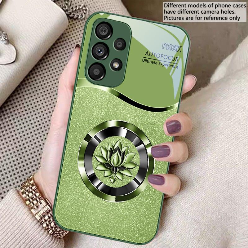 Gradient Golden Lotus For Samsung S8 S9 S10 S20 Ultra S21 Pro S22 Plus S23 FE S24 Ultra S25 Edge S25Ultra Glass Phone Case