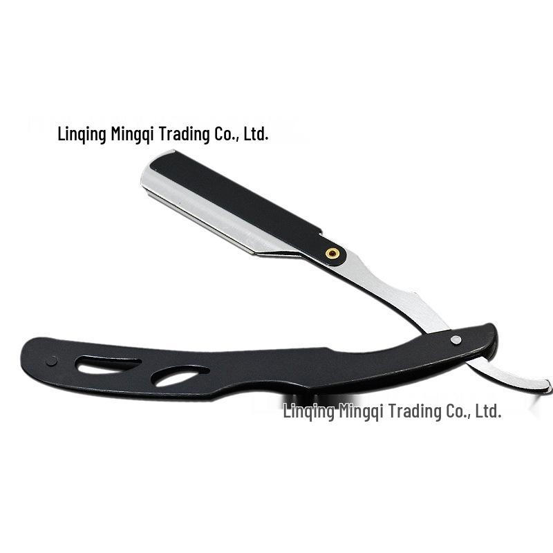All-Metal Black Manual Razor: Old-Fashioned Shaver & Eyebrow Trimmer