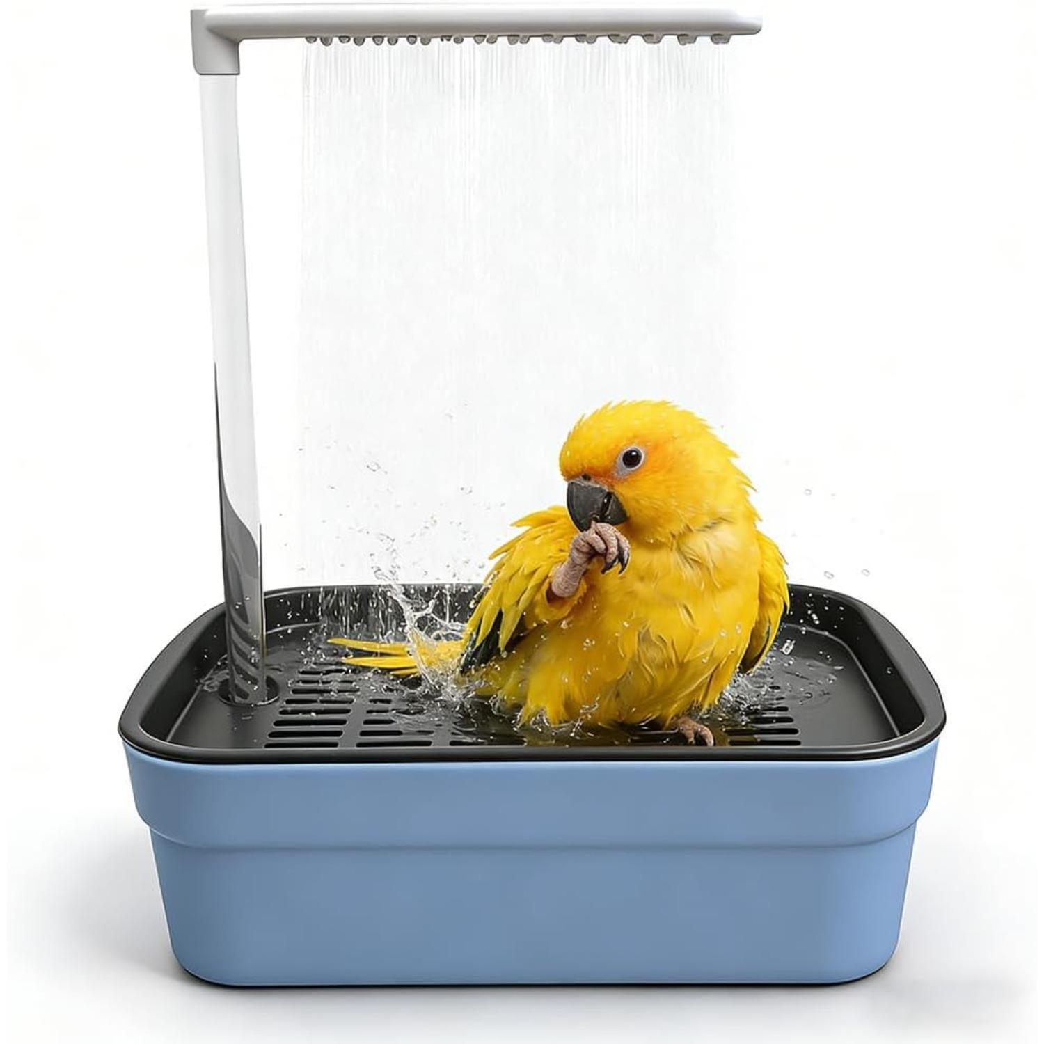 Budgie Bath, Automatic Bird Shower, Circulating Water Parrot Bath, USB Electric Parrot Shower for Parakeet, Cockatiel, Parrots & Small Medium Birds синий